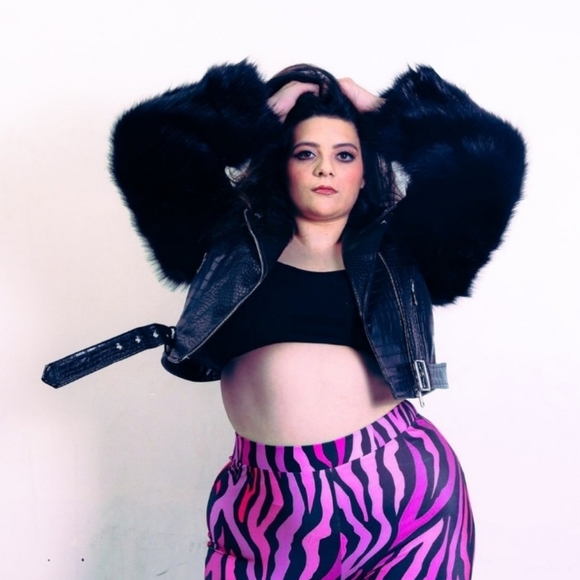 Faux Fur and Leather Croc Embossed Jacket - Picture 3 of 3